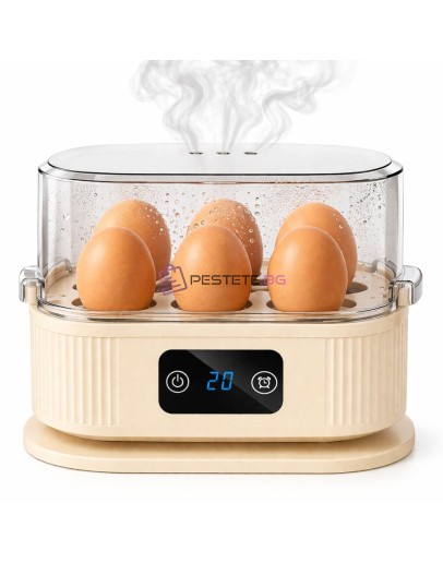 Уред за варене на 6 яйца с таймер и контрол на твърдостта